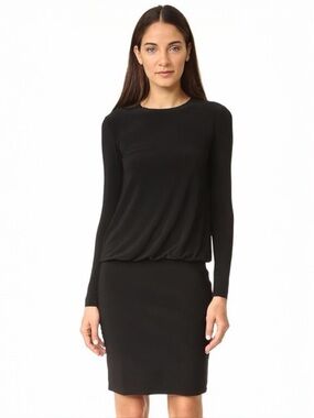 NORMA KAMALI • KAMALIKULTURE Long Sleeve Babydoll Dress in Black